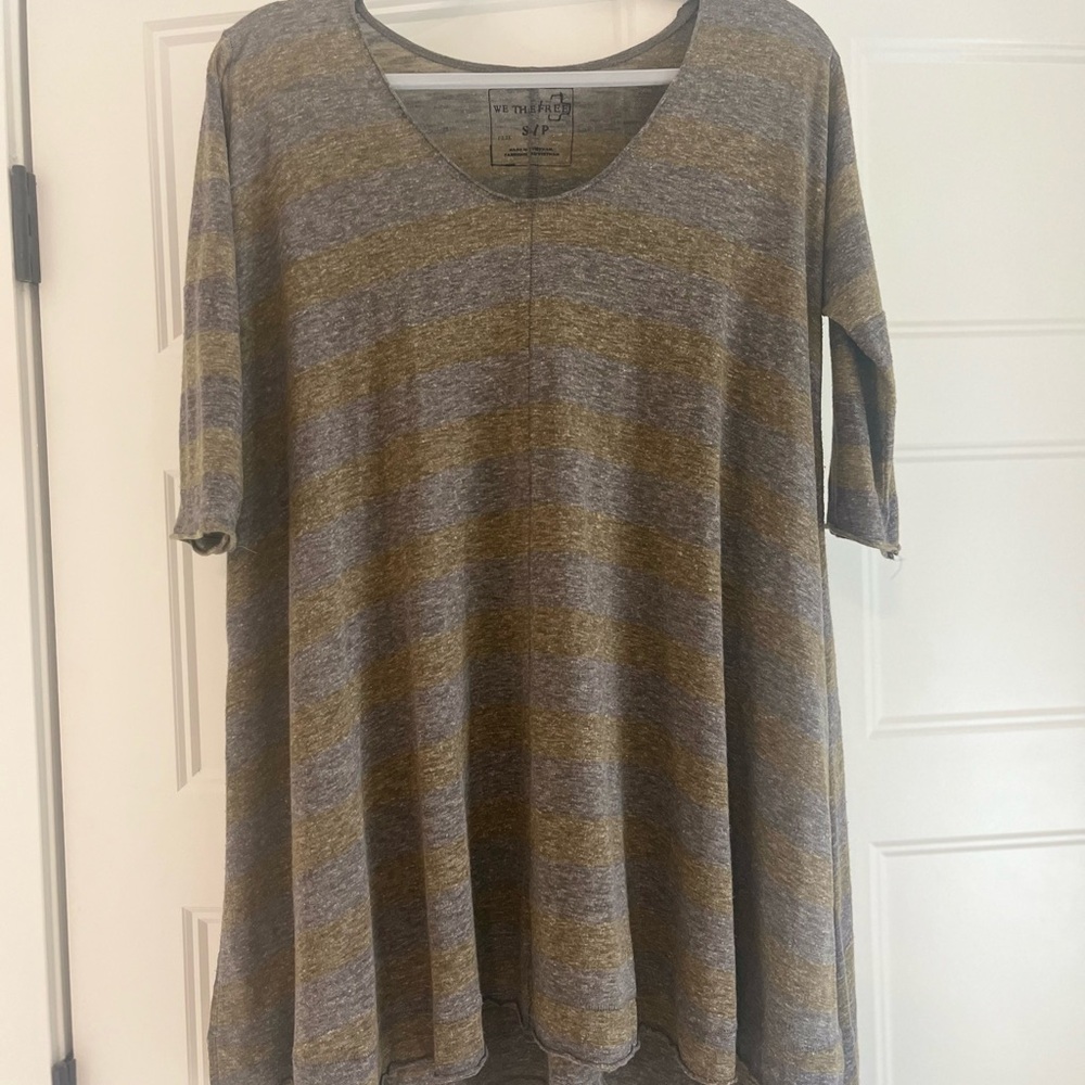 Free People “we the free” Striped Gray and Mustard Women's Top.